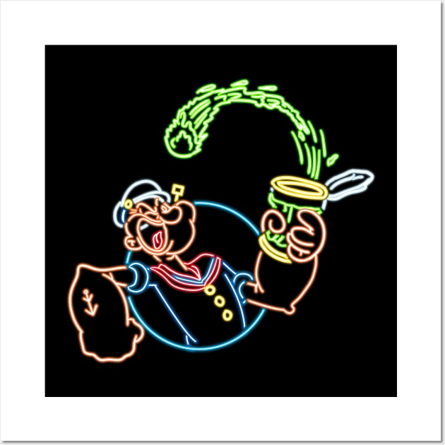 Popeye neon style Wall Art by AlanSchell76